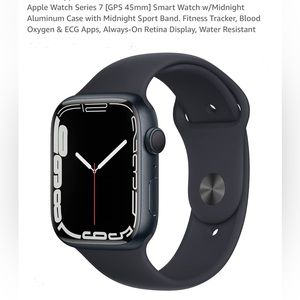 Apple Watch - 7 Series (GPS, 45 mm) w/ Midnight Aluminum Case and Band.